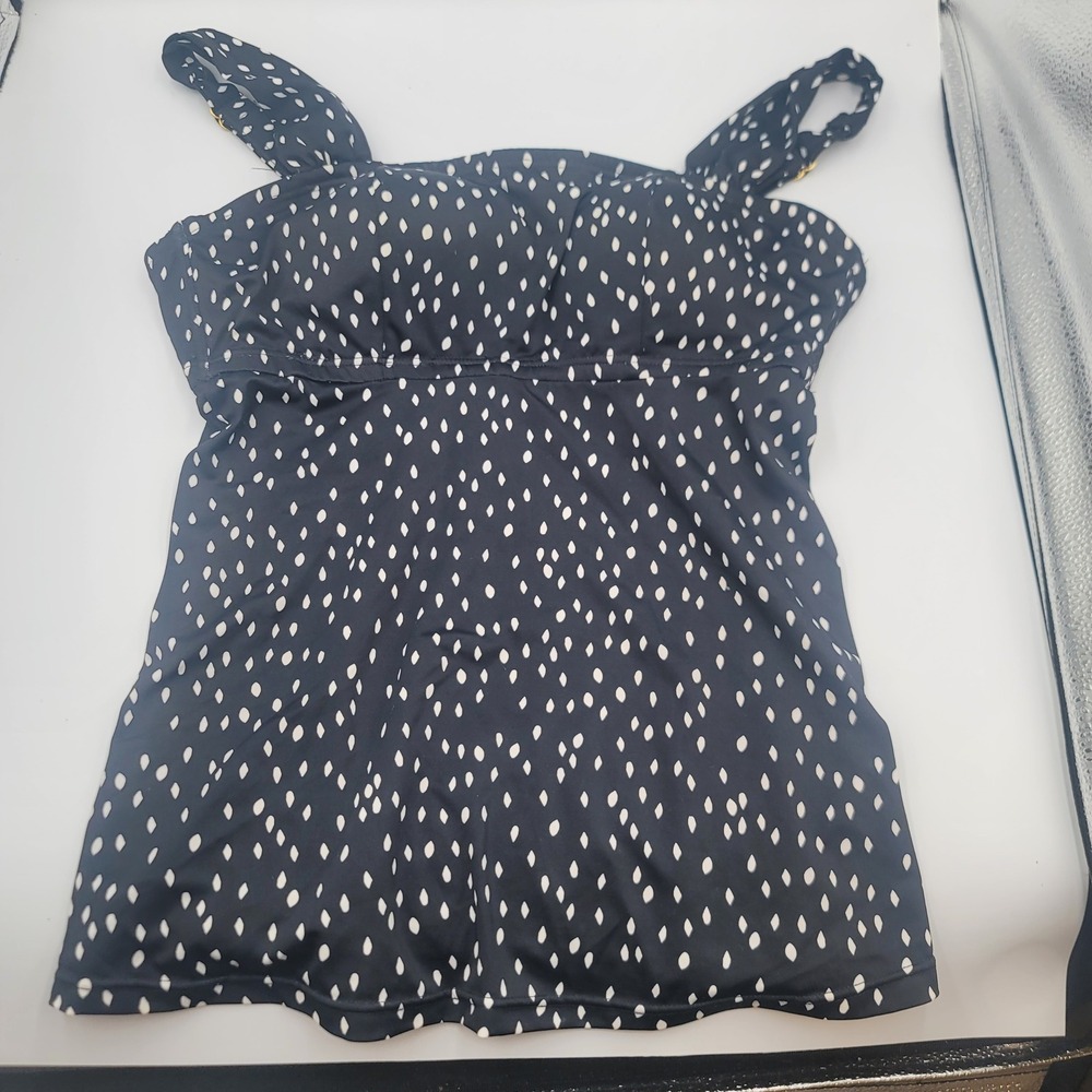 Swimsuits For All Black White Polka Dot Tankini Top Size 8 Retro Classic